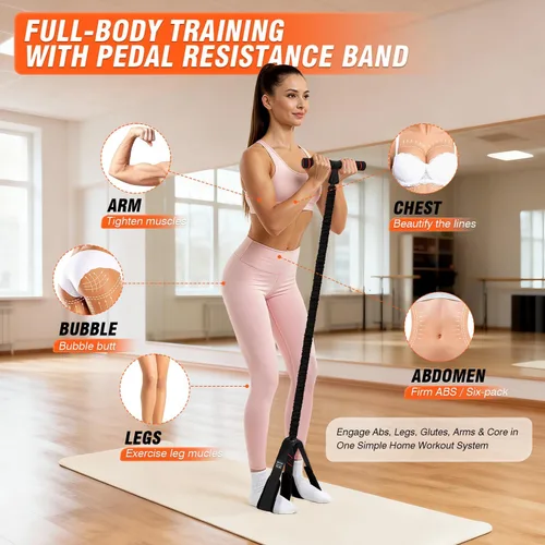 Miniatura 2 de Bandas de resistencia de pedal con asas, bandas de ejercicio mejoradas para mujeres para entrenamiento de cuerpo completo, núcleo, ABS, piernas