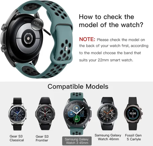 Miniatura 2 de Compatible con Samsung Watch 3 correas de 1.772 pulgadas/Galaxy Watch Band 1.811 pulgadas/Gear S3 Frontier/Classic Watch, correa transpirable