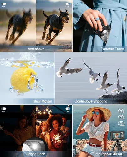 Miniatura 6 de Cámara digital 5K para fotografía, cámara WiFi con pantalla táctil de 64 MP con enfoque automático 6X óptico y zoom digital 16X, cámara de vlogging