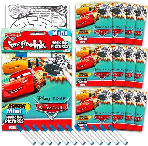 Disney Cars Imagine - Juego de libros para colorear de tinta – Paquete de 12 tintas mágicas sin desorden con Lightning McQueen | Paquete de