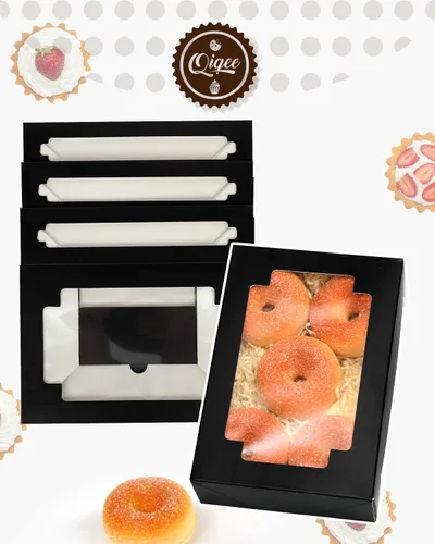 Miniatura 3 de qiqee Paquete de 36 cajas de galletas negras autopop para regalo de 8 x 5.3 x 2 pulgadas, caja de panadería plegable en un segundo con ventana