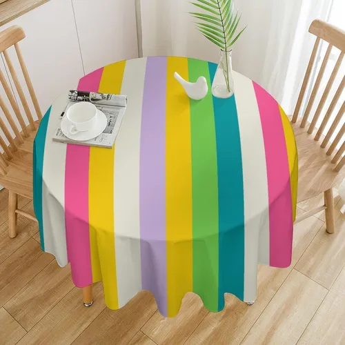Miniatura 40 de Mantel retro moderno de mediados de siglo, diseño de colores retro de los años 50, resistente al agua, mantel lavable para cocina, comedor, fiesta