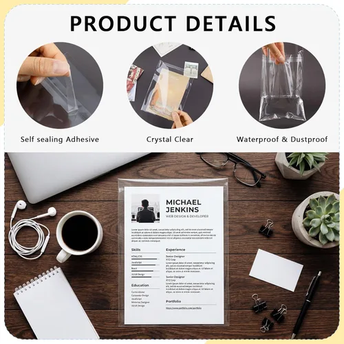 Miniatura 3 de AUEAR, Fundas de plástico transparente de 4 x 6 pulgadas (paquete de 100) – Bolsas resellables de cristal sin ácido de 1.6 mil, aptas