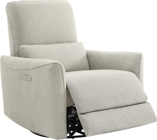 Miniatura 16 de CHITA Silla Reclinable Eléctrica Giratoria Deslizante, con Certificación FSC, Tapizada de Piel Sintética para Sala de Estar y Guardería, Sillón