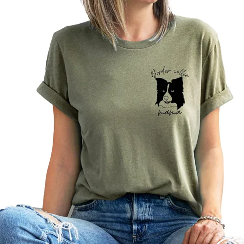 Miniatura 7 de Border Collie Mama T-Shirt Women Border Collie Dog Mom Owner Gift T-Shirt New Puppy Adoption Graphic Tees Top White