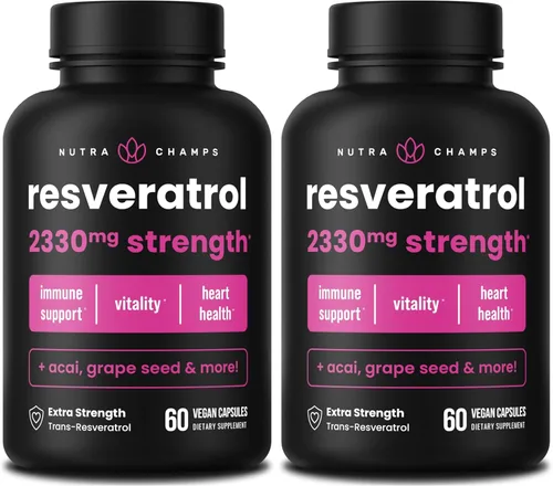 Miniatura 7 de Suplemento de resveratrol Fórmula extra fuerte de 1400 mg para un envejecimiento saludable, apoyo inmunológico y salud cardíaca 60 cápsulas