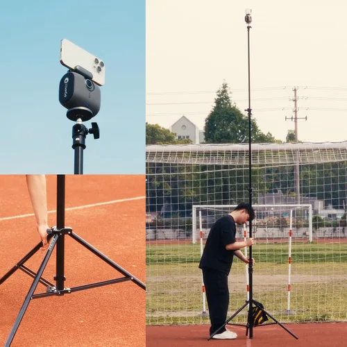 Miniatura 6 de 【Resistente de 16 pies】Trípode RAUBAY Extreme Tall para cámara de video deportiva con amortiguación de aire, soporte de luz telescópico de aleación
