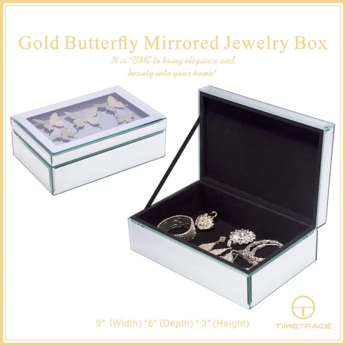 Miniatura 4 de Joyero de mariposa dorado mediano, organizador de joyas, organizador de almacenamiento decorativo para mujeres y niñas, regalo de lujo