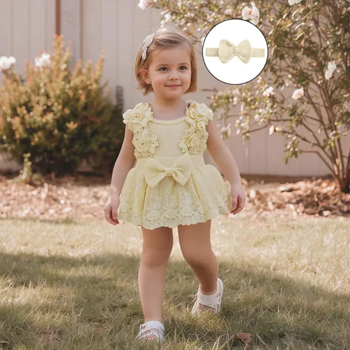 Miniatura 78 de Mubineo Ropa de verano para bebé niña, sin mangas, encaje floral, vestido de mameluco para recién nacido