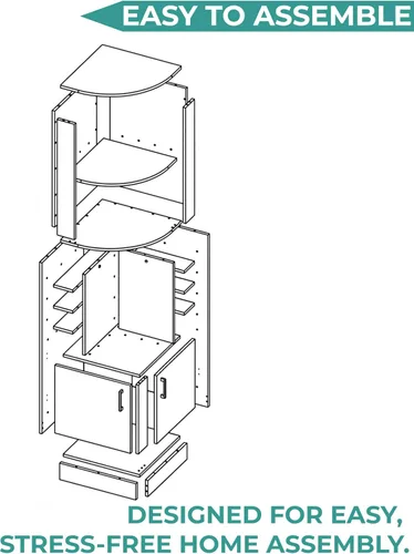 Miniatura 9 de Tuhome Syrah - Armario esquinero con dos estantes externos, estante para copas, ocho cubículos, diseño moderno para sala de estar o bar en casa