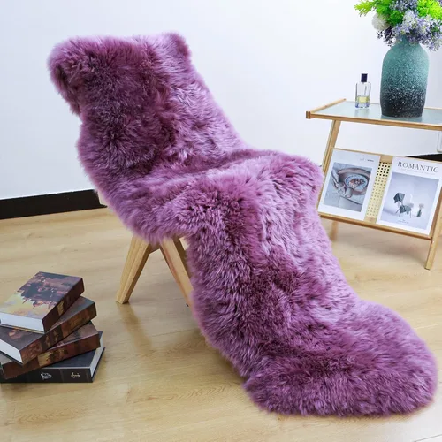 Miniatura 13 de AOGELAN Alfombra de oveja genuina de alta calidad, piel de oveja auténtica, esponjosa, esponjosa, de piel de cordero para niños, dormitorio, sofá