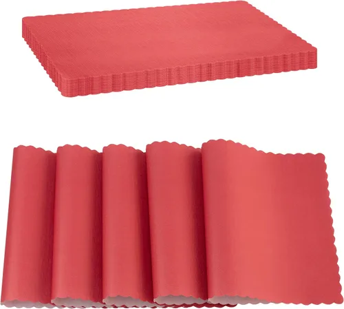 Miniatura 24 de Mantel Individual de Papel Desechable, Negro, Manteles Individuales con Bordes Escalonados, Mantel Individual de Papel Duradero para Decoración