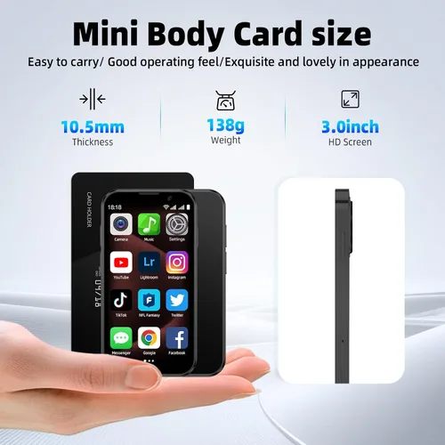 Miniatura 4 de Mini teléfono desbloqueado mini teléfono celular para niños, teléfono celular más pequeño del mundo, pantalla táctil HD de 3.0 pulgadas, Quad Core