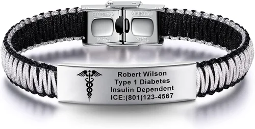 Miniatura 8 de Pulseras de alerta médica para mujeres Pulseras de identificación médica personalizables para hombres, niñas y niños Pulseras médicas trenzadas