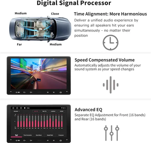 Miniatura 4 de 8-Core 9" QLED pantalla táctil doble DIN Android estéreo para coche y cámara frontal 1080P, S8 Gen3 4G+32G AI Chat inalámbrico CarPlay Android Auto