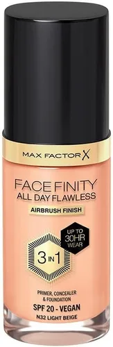 Max Factor Facefinity 3 en 1 base de maquillaje líquida todo el día sin imperfecciones, SPF 20-32 Beige claro, 30 ml