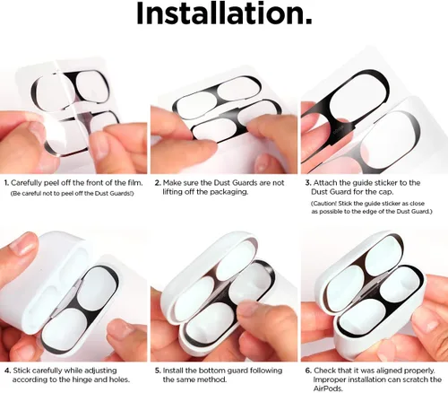 Miniatura 6 de elago Protector contra el polvo compatible con AirPods Pro (1 y 2), película antipolvo, protege del polvo de hierro y metal (1 juego, gris oscuro)