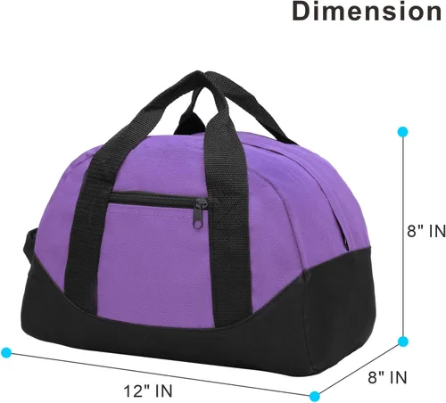 Miniatura 2 de AirBuyW Mini bolsa de lona de 12 pulgadas, pequeña bolsa deportiva de viaje, bolsa de gimnasio de fin de semana para hombres y mujeres, Púrpura