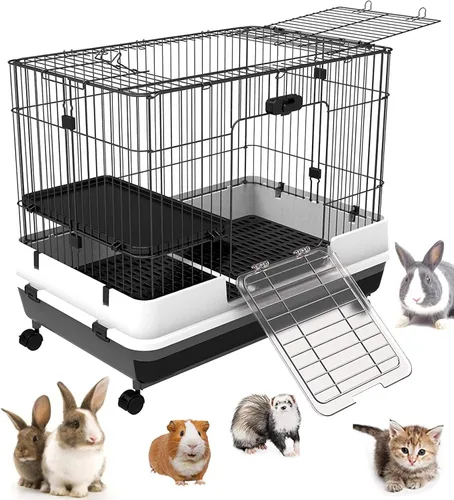 Miniatura 17 de Gran conejillo de Indias para interiores y exteriores, chinchilla, hurón, ardilla, erizo, gatito, conejo, conejo, casa, hábitat, pata segura, Negro