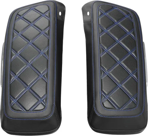 Miniatura 6 de Fundas para tapa de alforja de motocicleta, con costuras de diamante azul, para Harley Touring Modelos Road King Street Glide Road Glide Electra