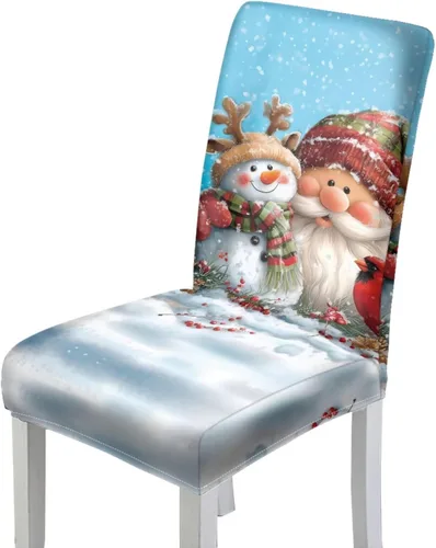 Miniatura 59 de Rnyleeg Fundas de silla de Navidad para sala de estar, diseño de muñeco de nieve azul, estampado de pájaros, fundas para sillas de comedor, 1