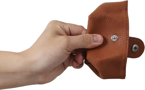 Miniatura 47 de Cockatoo Monedero de cuero genuino para cambio, mini billetera con bolsillo a presión para hombres y mujeres, Rojo (Aurora Red), Casual