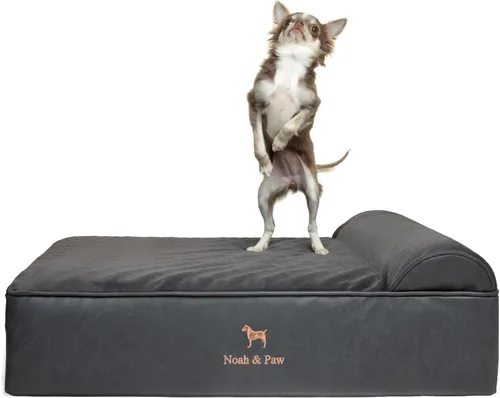 NOAH & PAW Cama para perro, 28x23x7.5 pulgadas, camas ortopédicas para perros de tamaño mediano, espuma viscoelástica tipo cáscara de huevo Cuero