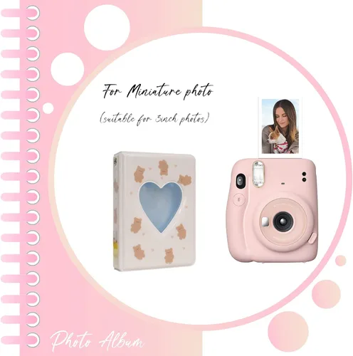 Miniatura 4 de Carpeta para tarjetas fotográficas de 3 pulgadas, mini álbum de fotos con colgante para coleccionar fotos Kpop, 40 bolsillos (marrón)