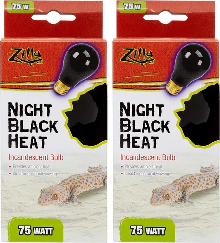 Zilla Bombilla incandescente de calor negro nocturno para reptiles [Juego de 2] vatios: 75 vatios