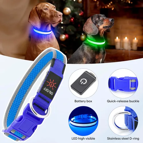 Miniatura 4 de Collar de perro LED, collar de perro con luz USB recargable, luces de perro más brillantes para caminar por la noche, collar de perro ajustable