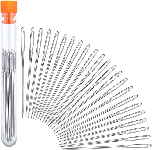 Agujas de coser grandes para ojos, agujas afiladas de 2.05 pulgadas para coser a mano, aguja de hilo de bordado de cuero para manualidades,