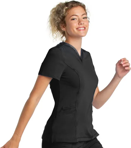 Miniatura 2 de Urbane Impulse - Camiseta quirúrgica elástica extrema de 2 bolsillos con cuello en V para mujer talla 9105 color negro talla XL Negro XL