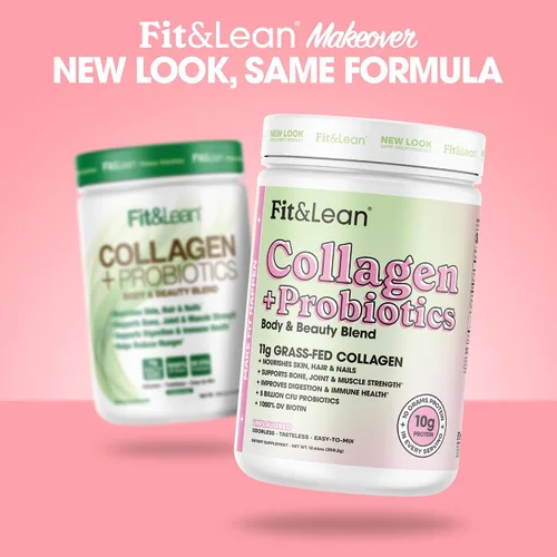 Miniatura 2 de Fit & Lean Colágeno + probióticos - Polvo de péptido de colágeno alimentado con pasto, sin sabor, 12.64 onzas