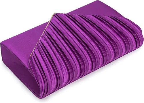 Miniatura 5 de Bolso de noche elegante para mujer, bolso de mano de satén plisado para bodas, bailes, eventos formales