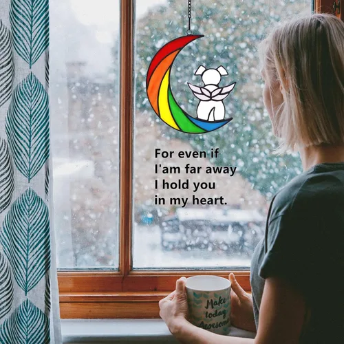 Miniatura 6 de Puente de arco iris de vidrieras para perros blancos, regalos conmemorativos para la pérdida de simpatía del perro, atrapasoles, regalos pensativos