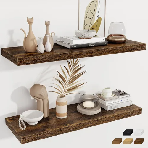 Miniatura 41 de Fun Memories Estantes flotantes de 12 pulgadas de profundidad, estantes de pared de madera de 16 x 12 pulgadas, estante de almacenamiento rústico
