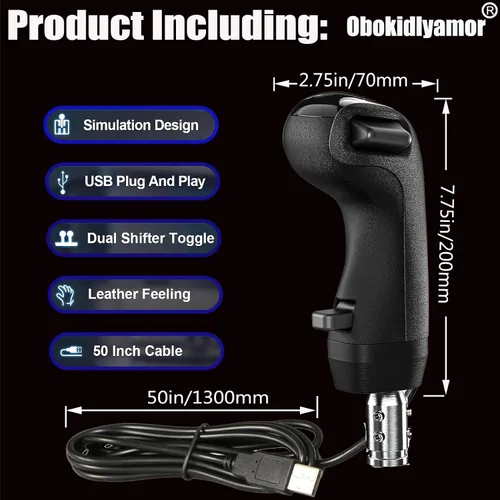 Miniatura 3 de Obokidly Upgrade USB Gearshift Knob Modification Steering Wheels Accessories Support G29 G27 G25 Compatible with PC for ATS & ETS2 Racing Shifter
