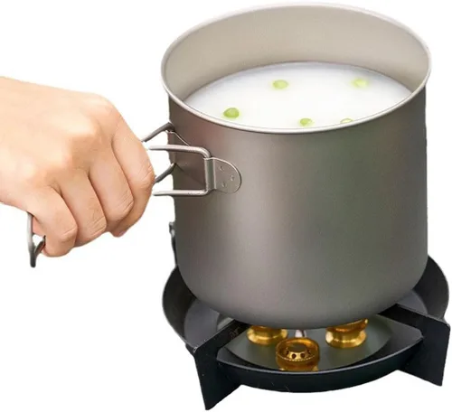 Miniatura 4 de BY-J Utensilios de cocina de titanio para camping, 37.2 fl oz y 11.8 fl oz, olla de titanio con tapa y espátula de acero inoxidable, olla de camping
