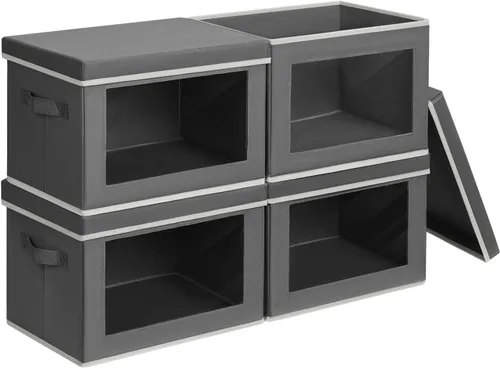Miniatura 44 de Homsorout Contenedores de almacenamiento con tapas, organizadores pequeños de tela con ventana, contenedores de almacenamiento plegables para ropa