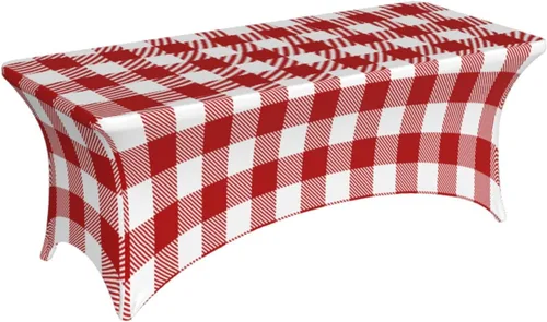 Miniatura 8 de Buffalo - Mantel rectangular ajustable a cuadros verde y blanco de 6 pies para fiestas, banquetes, festivales, bodas