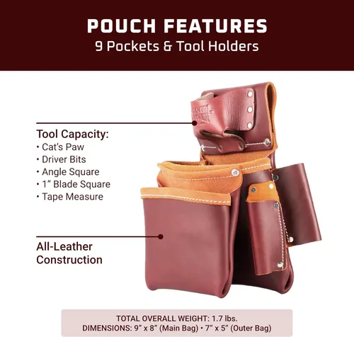 Miniatura 3 de Occidental Leather 2 Pouch Pro Fastener - Bolsa de 9 bolsillos y portaherramientas - Fabricada en EE. UU