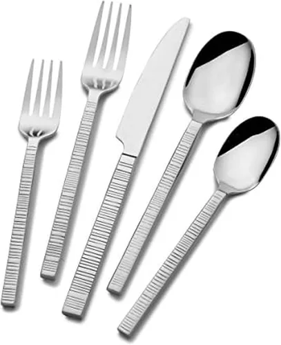 Miniatura 8 de Towle Living Satin Wave - Juego de cubiertos de acero inoxidable forjado de 20 piezas, servicio para 4