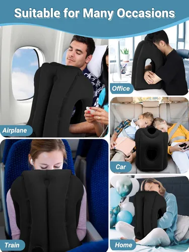 Miniatura 5 de Maliton Almohada inflable de viaje para avión para dormir cómodamente y aliviar el dolor de cuello y hombro, almohada inflable para la cabeza