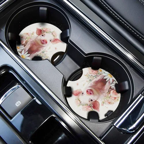 Miniatura 33 de WOCOCN Posavasos para automóvil, portavasos para automóvil, 2.75 pulgadas, antideslizantes y absorbentes, bonitos accesorios interiores para Negro