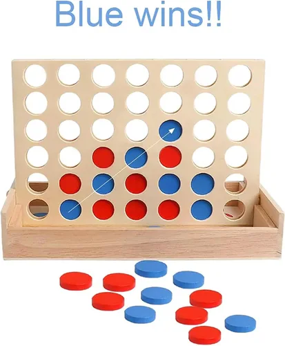 Miniatura 5 de Juego de madera 4 en una fila - Juego clásico de estrategia para adultosConecta los 4 discos del mismo color en una fila - Juegos de viaje