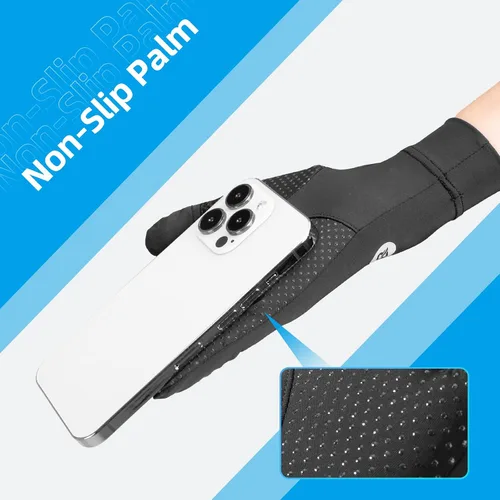 Miniatura 4 de ROCKBROS Guantes de protección UV suaves y delgados para mujer, guantes de protección solar antideslizantes de seda de hielo con dedos extraíbles