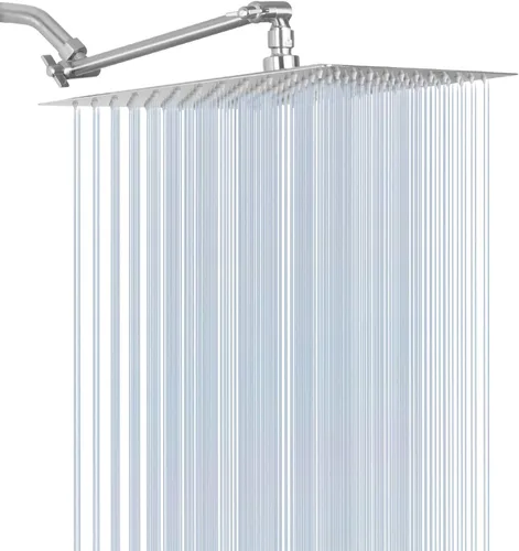 Miniatura 10 de Cabezal de ducha cuadrado grande de acero inoxidable de alta presión con brazo de ducha, cascada, cobertura de cuerpo completo, fácil de limpiar e
