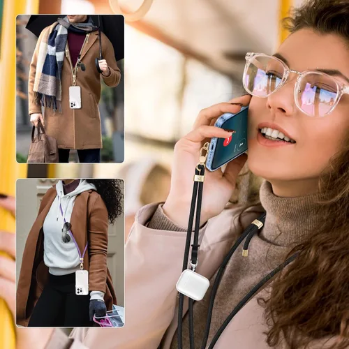 Miniatura 6 de Cordones para teléfono alrededor del cuello, correa cruzada para teléfono celular con hebillas de metal de primera calidad, soporte universal