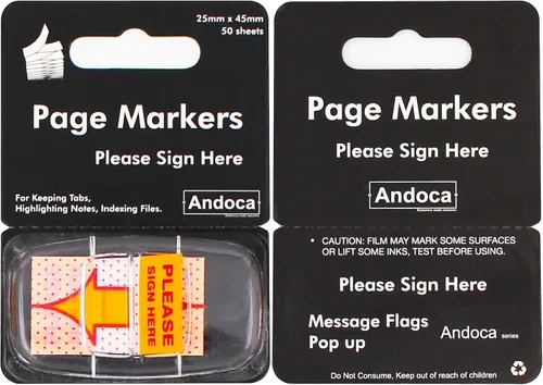 Miniatura 2 de Banderas de mensaje por favor firme aquí, 100 páginas en total, 0.98 x 1.77 pulgadas de ancho, fácil de publicar, 50 banderas/dispensador, amarillo