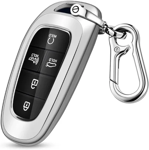 QBUC Funda para llavero Hyundai, TPU suave de 360 grados, funda protectora para llave de coche con llavero compatible con Hyundai Sonata Santa fe